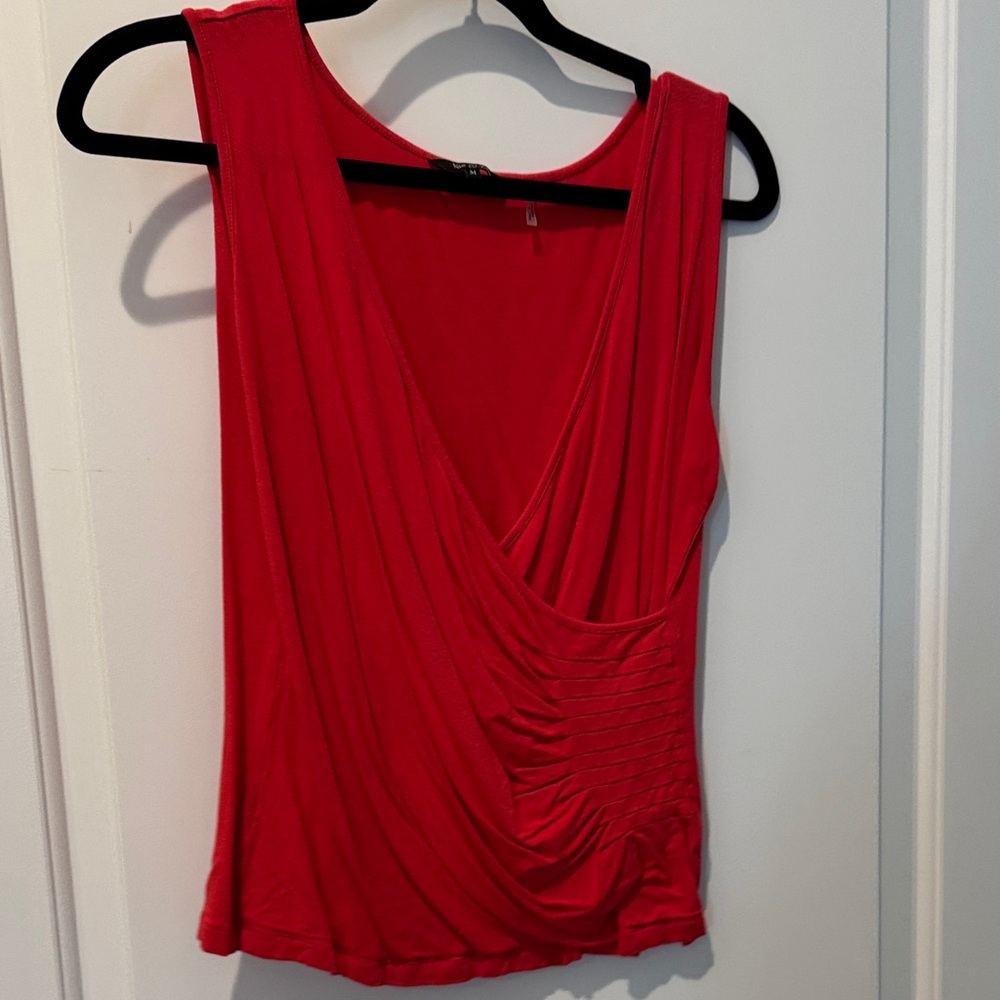 NIC+ZOE Red Draped V-Neck Tank